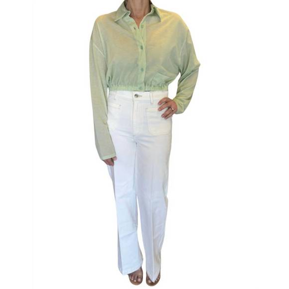 NEW ROBERTO COLLINA camica linfa cropped blouse in light green - Picture 2 of 2